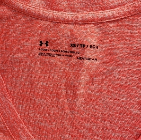 Under Armour T Shirt Women Extra Small V Neck Orange Blue - Picture 3 of 4